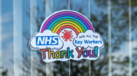 A rainbow in a houses window to thank the NHS and key workers during COVID-19