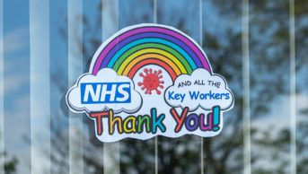 A rainbow in a houses window to thank the NHS and key workers during COVID-19