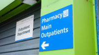 Sign for Pharmacy and Main Outpatients at a UK hospital
