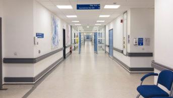 empty NHS hospital corridor