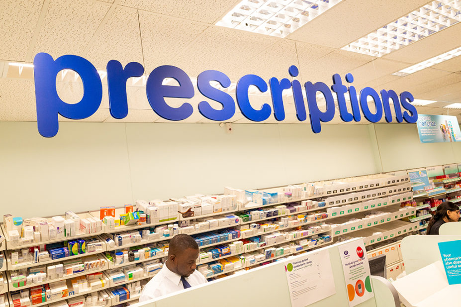 Prescriptions counter at Boots pharmacy