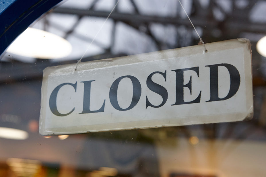 closed sign in shop window