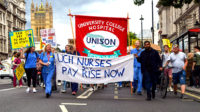 NHS staff protesting for fair pay in Whitehall, London, July 2022