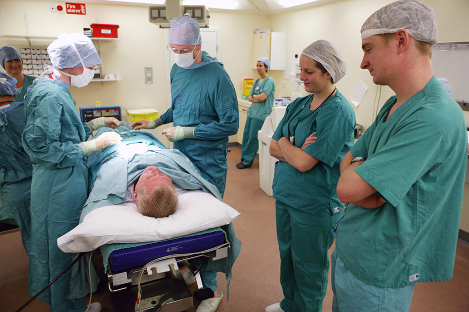 medical students observing operation