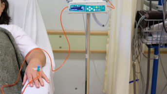 Patient receiving chemotherapy at the hospital