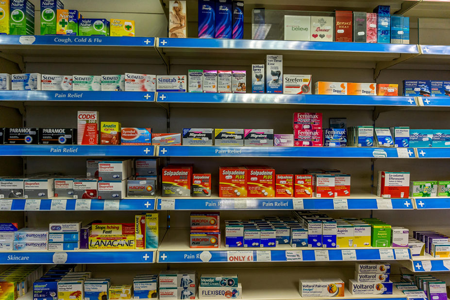 branded medicines on shelf