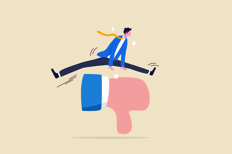 Illustration showing someone overcoming difficulty at work