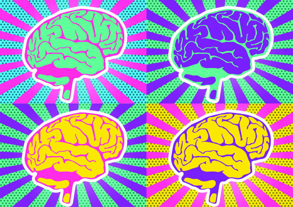 Pop art style illustration of brains