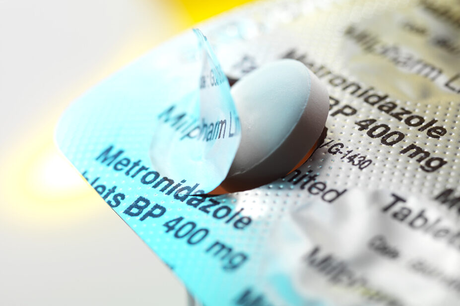 Metronidazole antibiotic blister pack