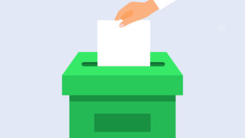Hand in ballot box illustration