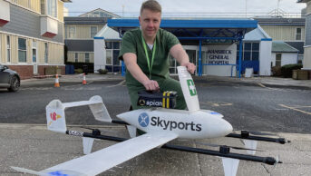 Skyports drone, that will carry chemotherapy medicines between hospital sites in Northumbria