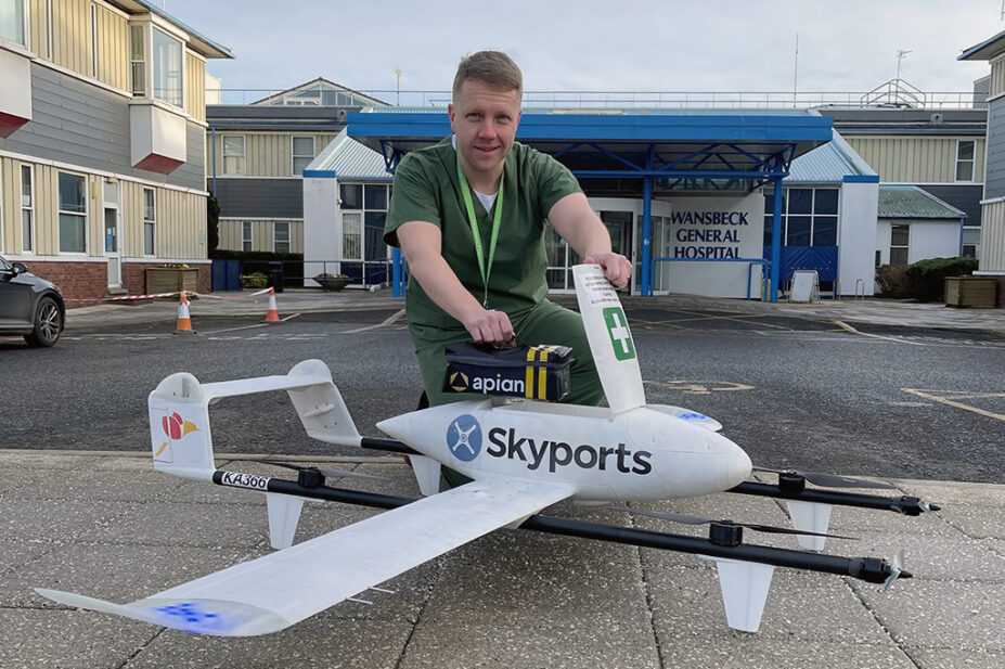 Skyports drone, that will carry chemotherapy medicines between hospital sites in Northumbria