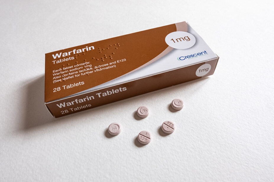 Pack of warfarin tablets