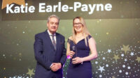 NHSGGC chair John Brown with Katie Earle-Payne at the Celebrating Success Awards