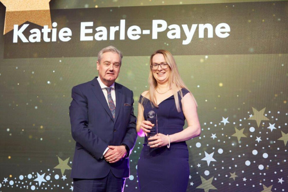 NHSGGC chair John Brown with Katie Earle-Payne at the Celebrating Success Awards