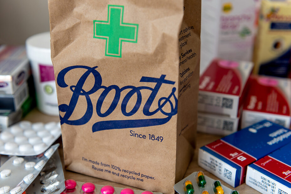 A Boots prescription bag