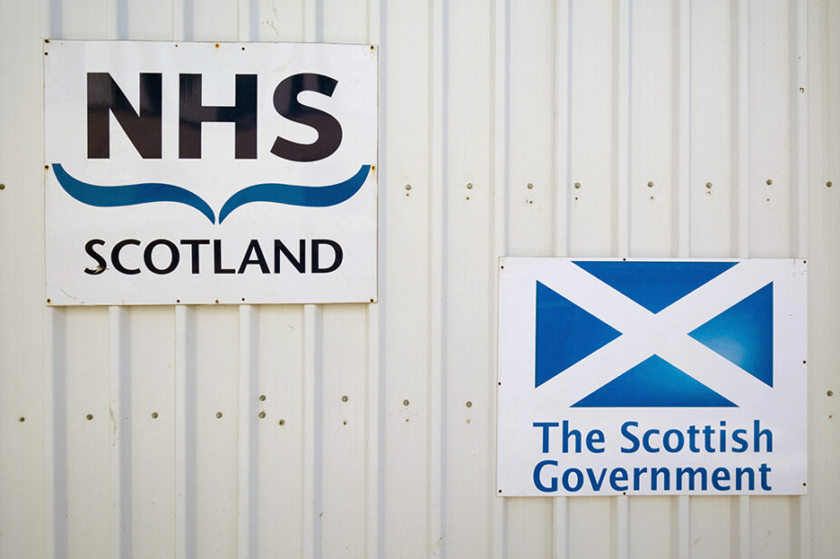 NHS Scotland and Scottish Government signs