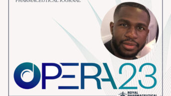 Photo of OPERA shortlisted pharmacist Ebenezer Oloyede with the award's logo