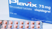 Pack of anti-platelet drug clopidogrel, marketed by Sanofi as Plavix