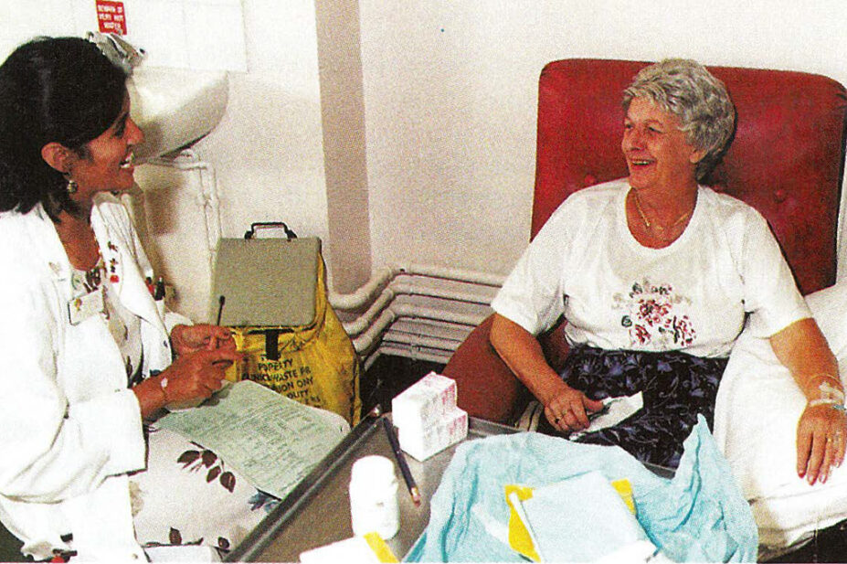 Yogini Jani counselling a patient on supportive oral medication to be taken before and after her chemotherapy