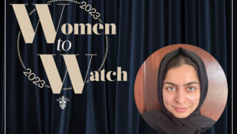 Image with the Women to Watch 2023 logo and Maryam Jetha