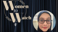 Image with the Women to Watch 2023 logo and Sumayyah Khalid