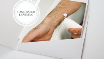 Photo of a man putting testosterone cream on his skin in a folder, with the words 