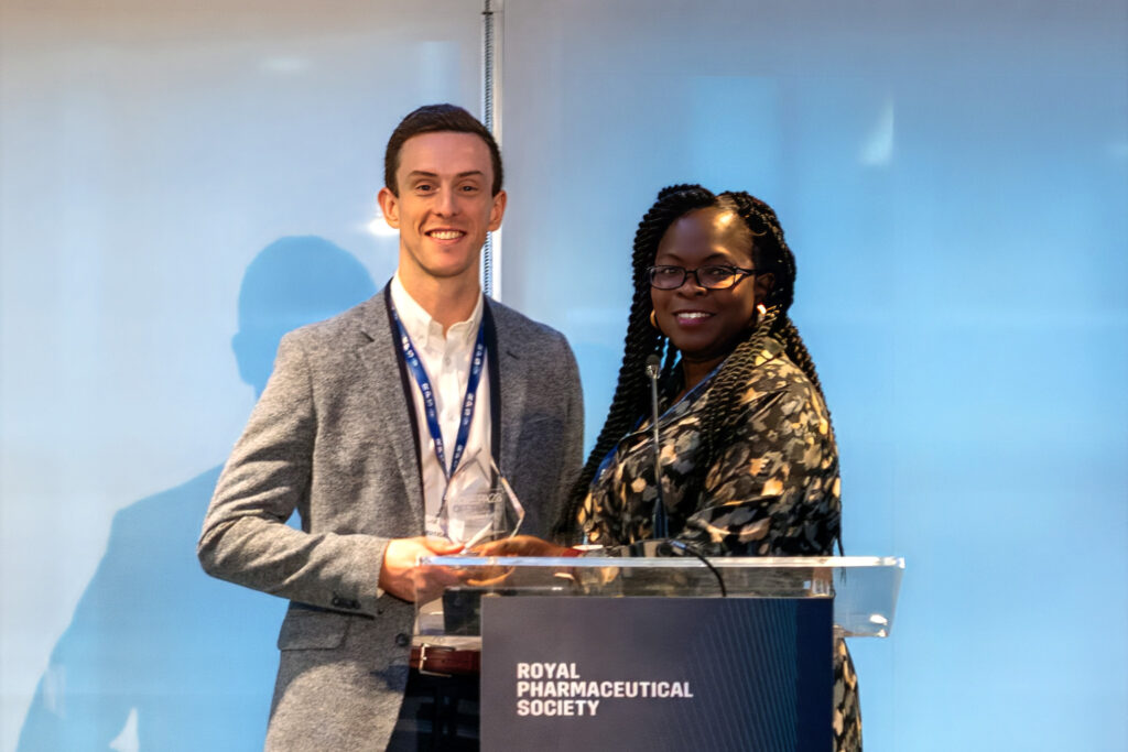 Diane Ashiru-Oredope, deputy chief scientist at the Royal Pharmaceutical Society, and OPERA 2023 award winner Stephen Kelly