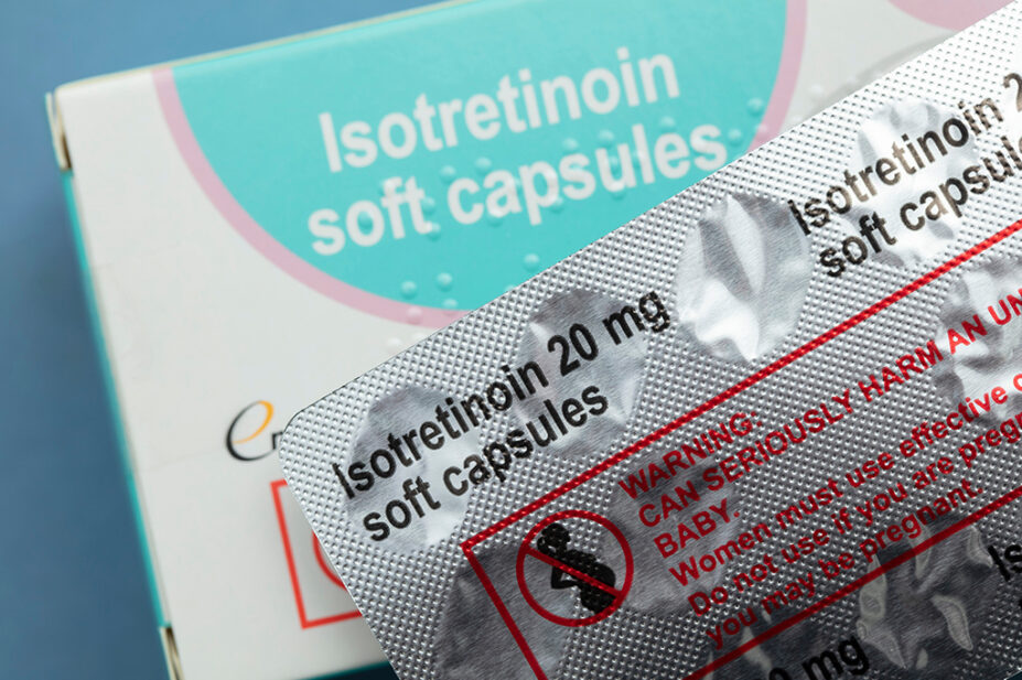 Packs of isotretinoin tablets