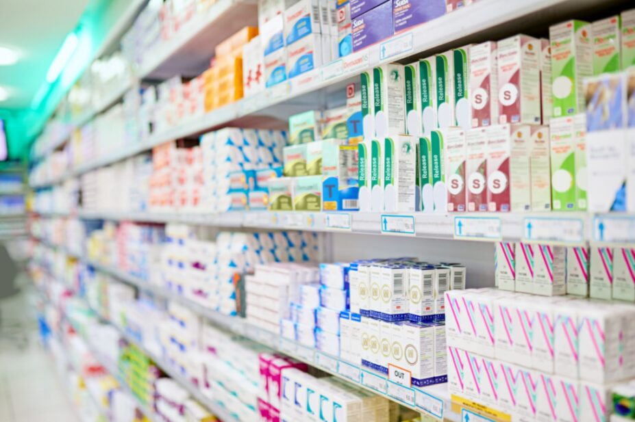 An aisle in a pharmacy