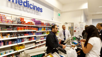 busy pharmacy medicines counter