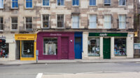 pharmacy on street in edinburgh, scotland