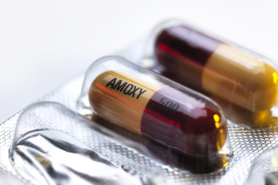 Amoxicillin antibiotic drug capsules