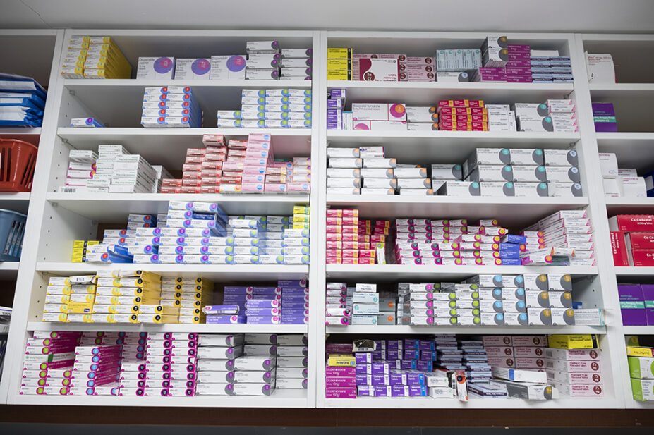 drugs on pharmacy shelves