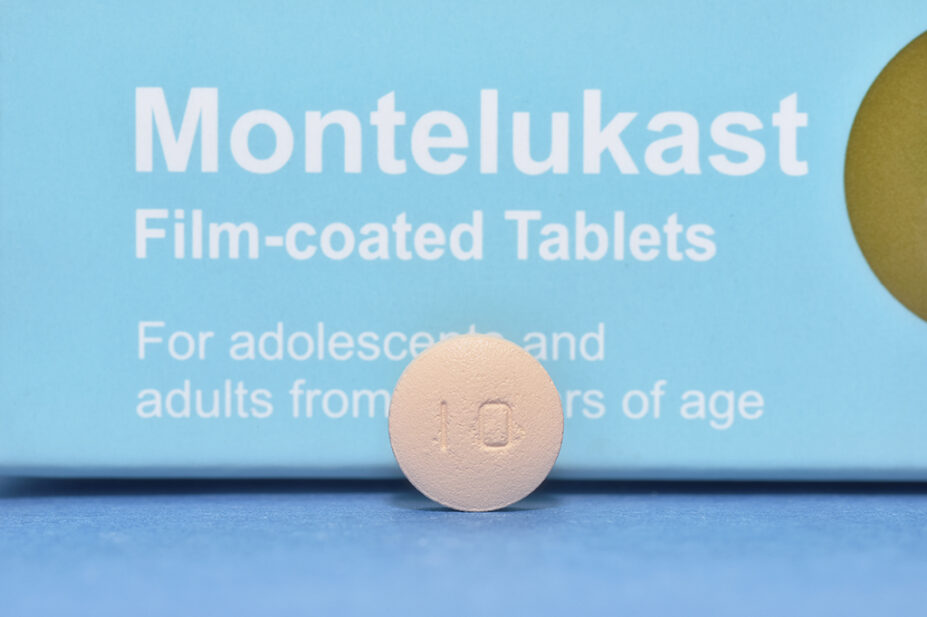 montelukast box with tablet in front
