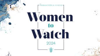 Image with elegant splashes of paint and the Women to Watch 2024 logo