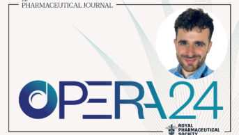Photo of OPERA shortlisted researcher Ryan McNally on a stylised background with the OPERA logo