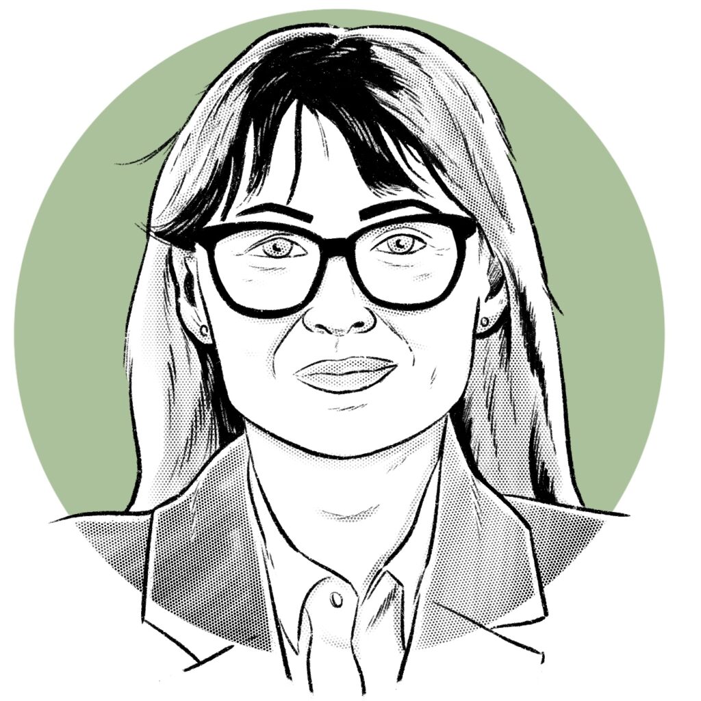 Illustration of a woman with large glasses