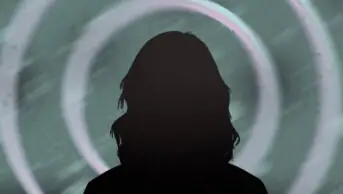 Illustration of a silhouetted woman have migraine aura hallucinations