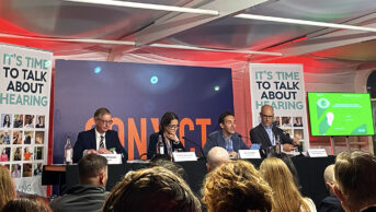 Panel from left to right: Giles Edmonds, clinical services director at Specsavers; Rachel Sylvester, chair of The Times Health Commission; Lewis Goodall, co-host of the News Agents Podcast (chair of the panel); and pharmacy minister Stephen Kinnock