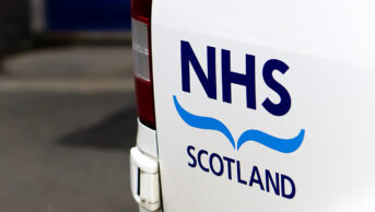 NHS Scotland sign of Scottish Ambulance Service at St John's Hospital, Livingston