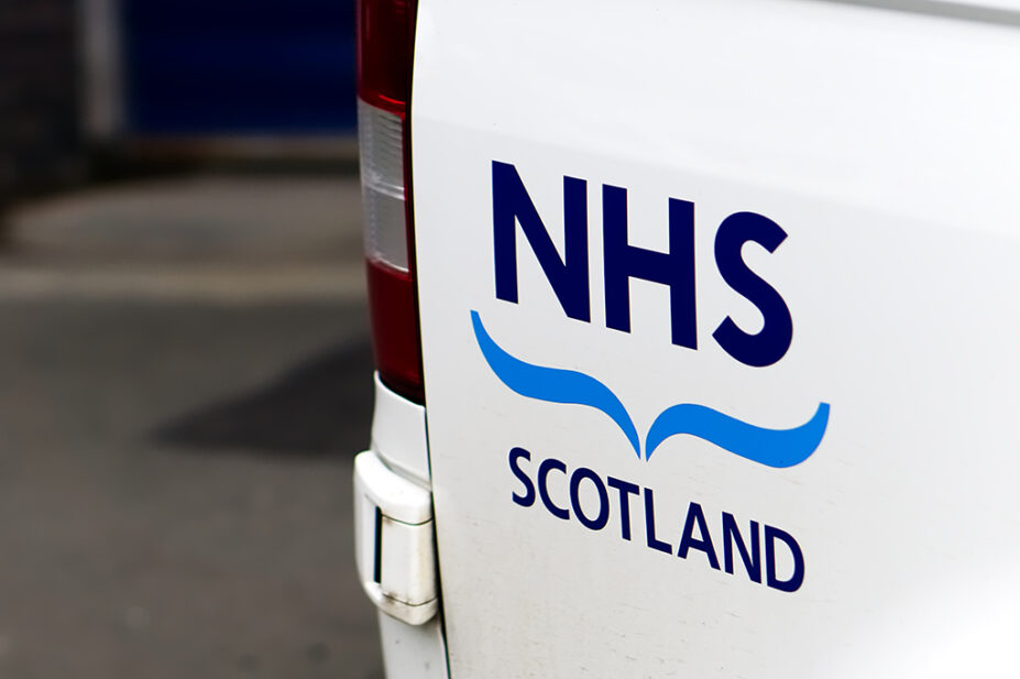 NHS Scotland sign of Scottish Ambulance Service at St John's Hospital, Livingston