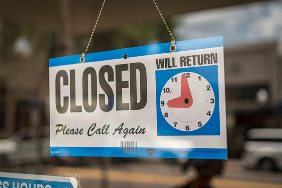 Closed sign in shop window