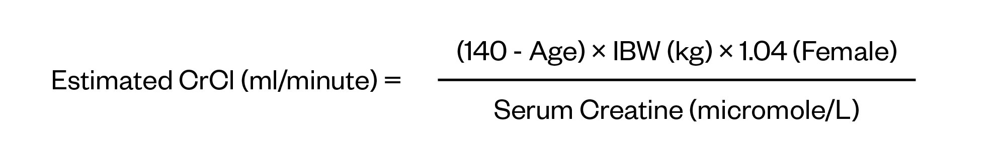 Formula using female IBW