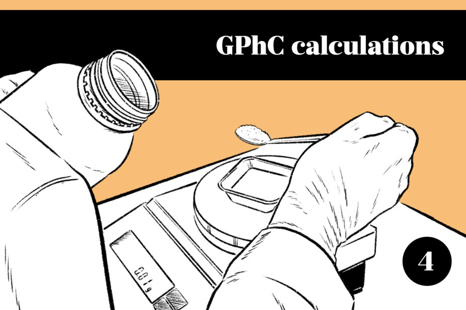 Illustration of someone measuring out a powder on a high sensitivity scale