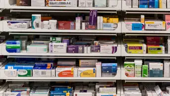 Medicines on shelf in pharmacy