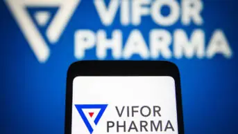 Vifor Pharma logo on mobile phone screen