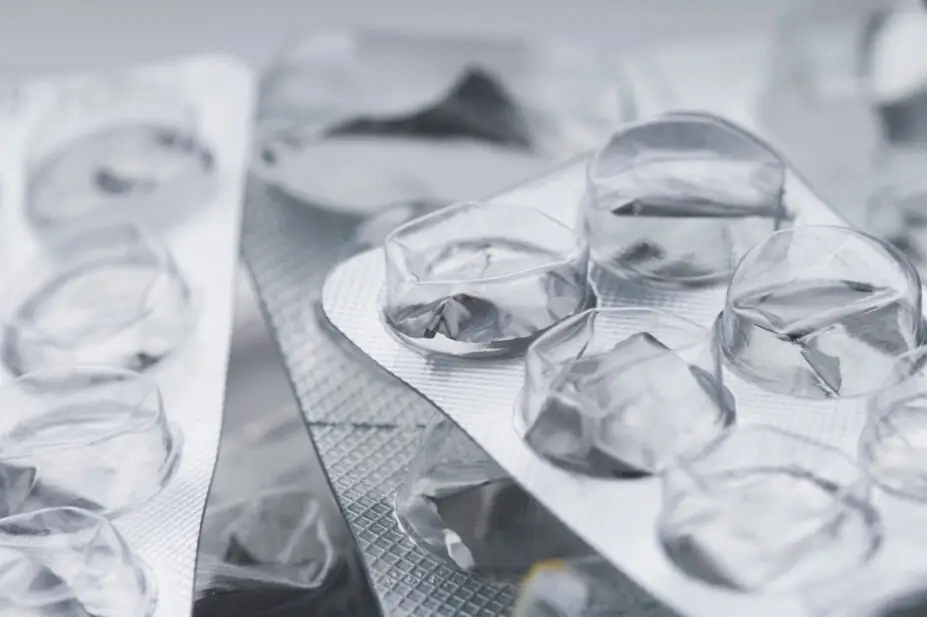 An empty packet of medicine tablets