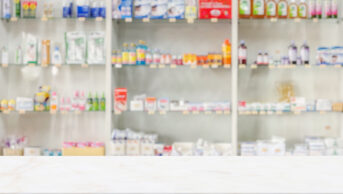 A pharmacy counter