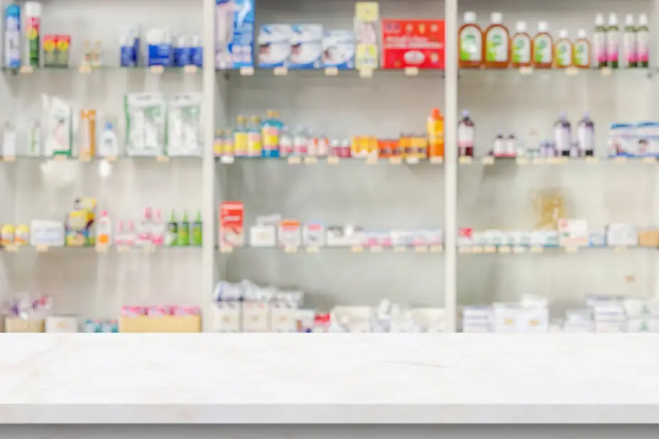 A pharmacy counter